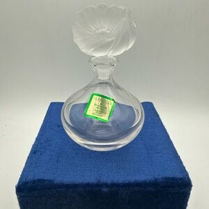 Marquis By Waterford Crystal Empty Perfume Bottle W/ Frosted Floral Stopper